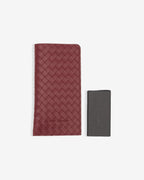 Clutch bordeaux en similicuir tressé