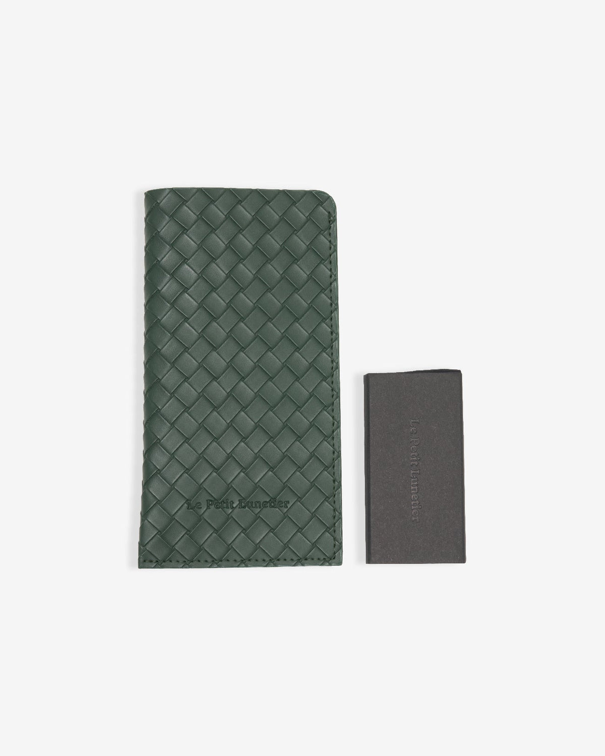 Pochette verte en similicuir tressé