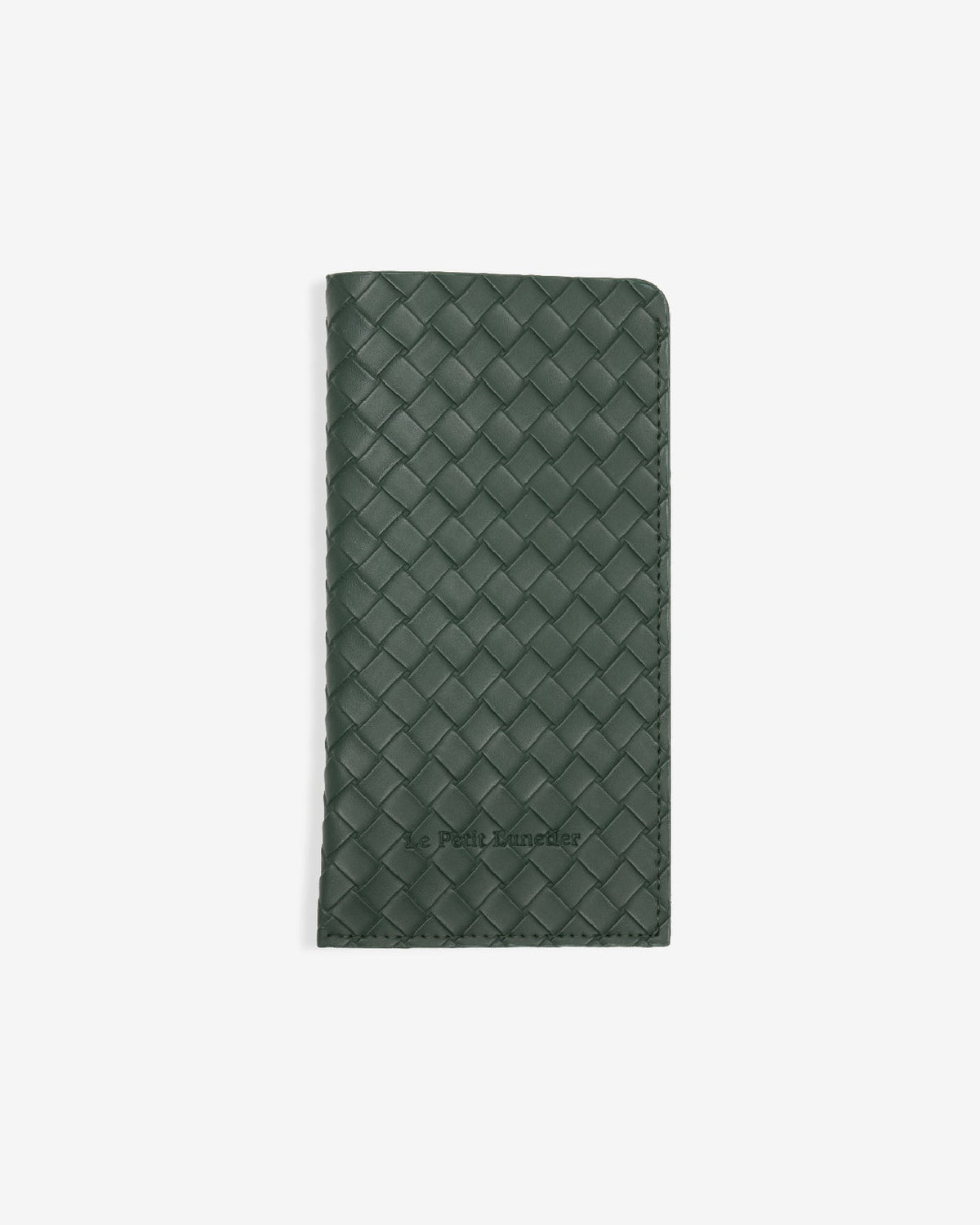 Pochette verte en similicuir tressé