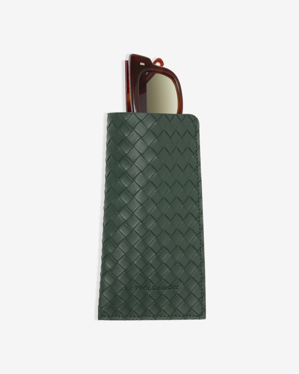 Pochette verte en similicuir tressé