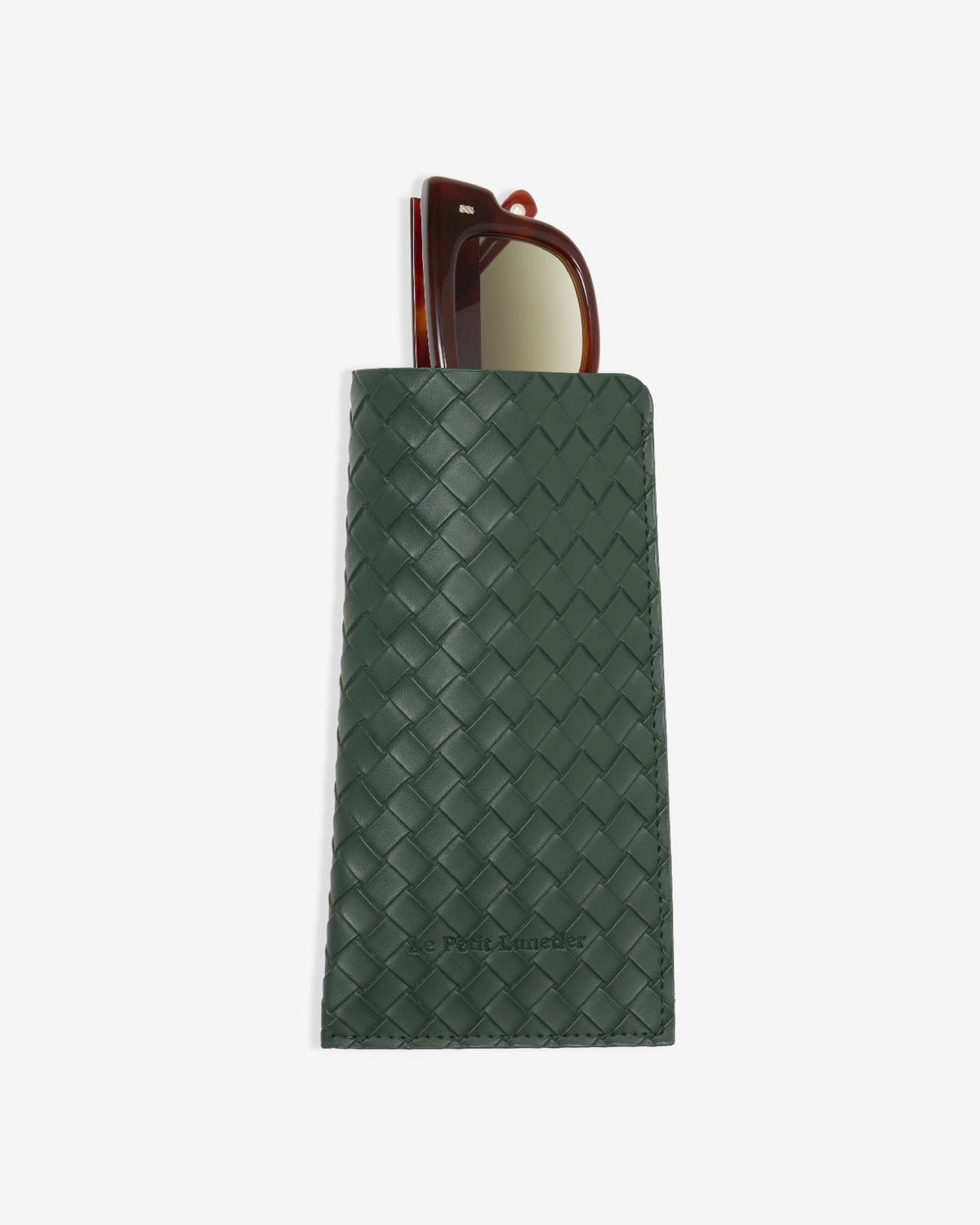 Pochette verte en similicuir tressé