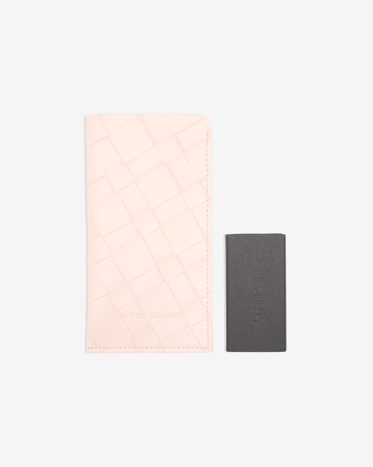 Pochette rose en similicuir tressé