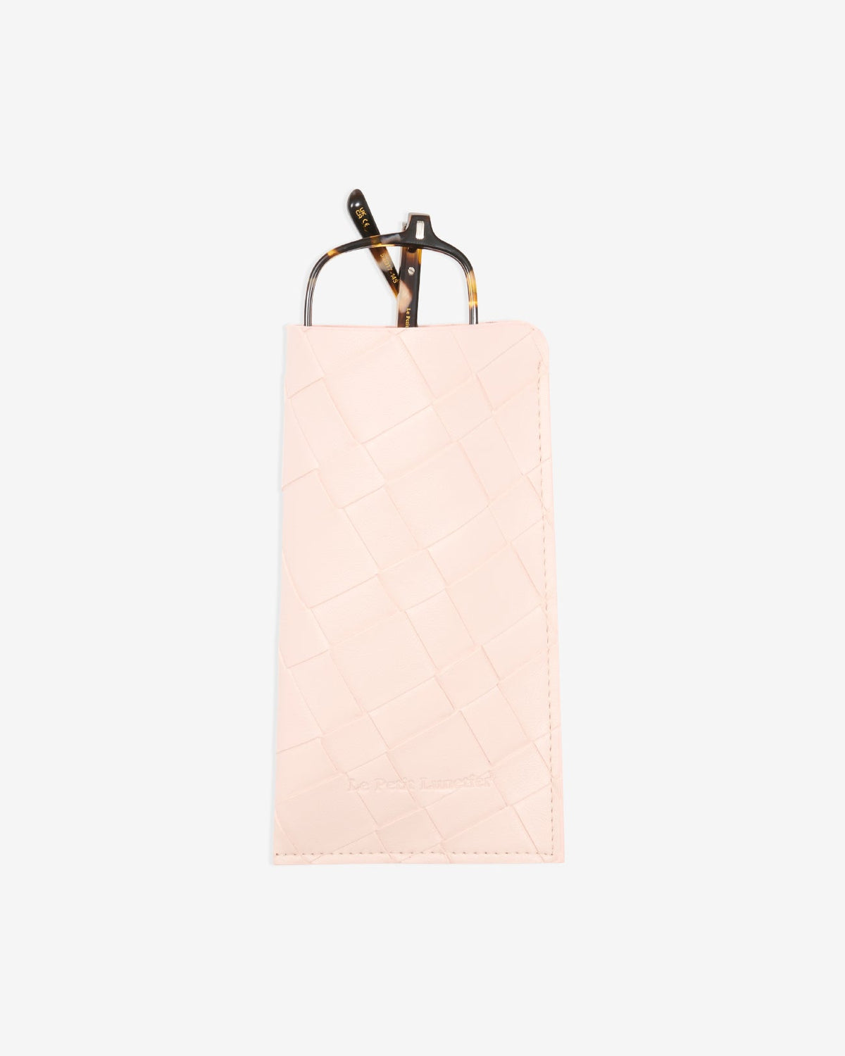 Pochette rose en similicuir tressé