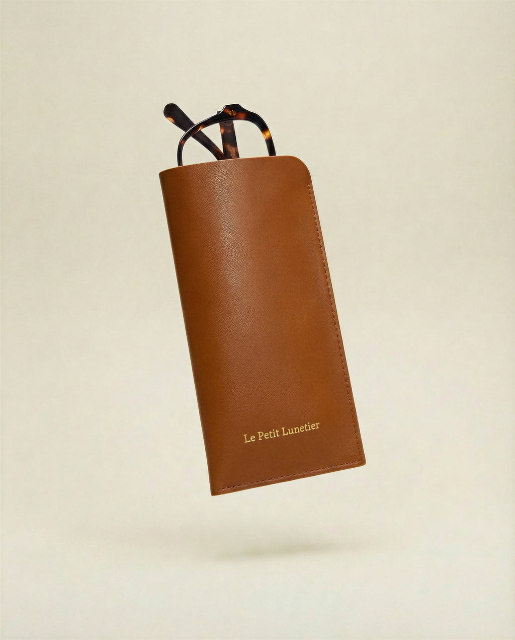 Pochette camel en cuir