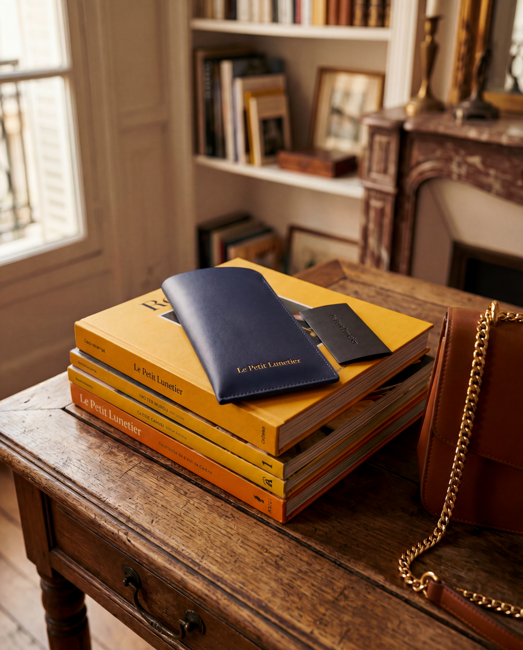 Pochette en cuir bleue